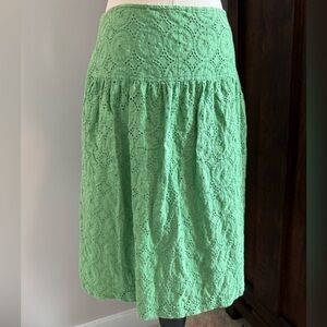 Apostrophe Mint Eyelet Tiered Cotton Skirt